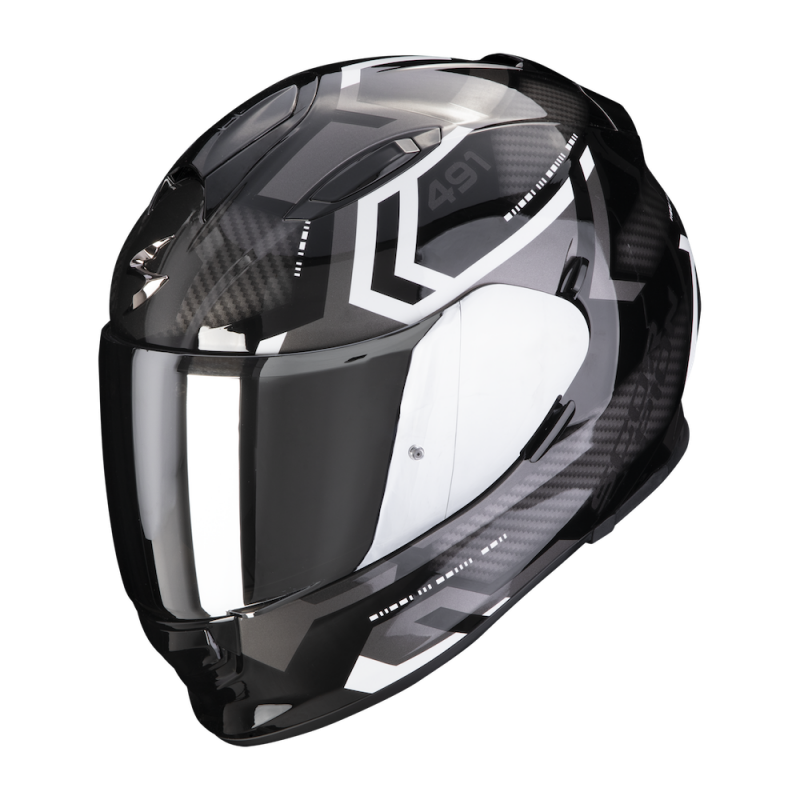 Casque Scorpion Exo Spin Noire Blanc Brillant