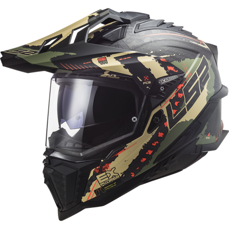 Casco Enduro Ls Mx Explorer Carbon Extend Verde Militare Opaco