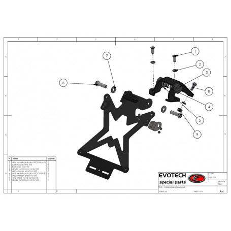 Luce targa Evotech ELT-001 Led omologata in alluminio nera per